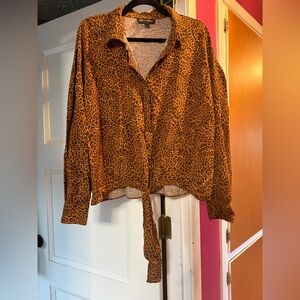 INC International Concepts Animal Print Button Down Shirt